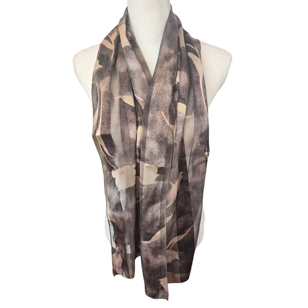 Vintage Silky Moody Floral Scarf Korea Abstract Lightweight Goth Grunge Feminine